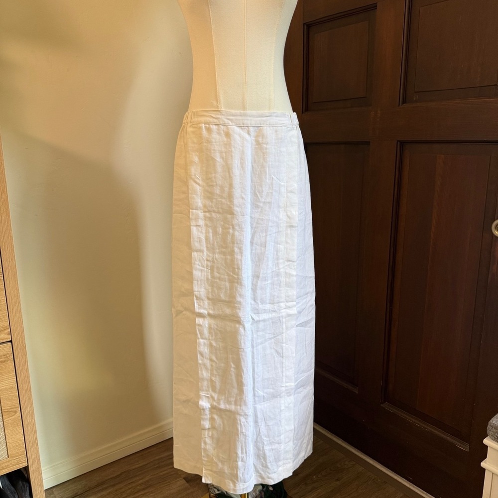 Shirin‎ Guild Linen Skirt Maxi Modern Minimalist | White | Size Medium